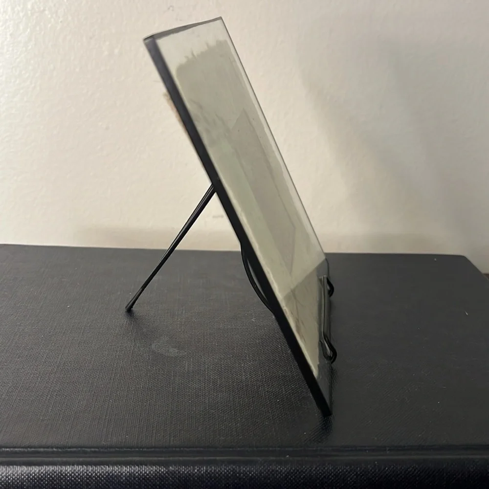 Handmade Natural fiber Paper Table Top Photo Frame‎ Glass & Black Metal Border